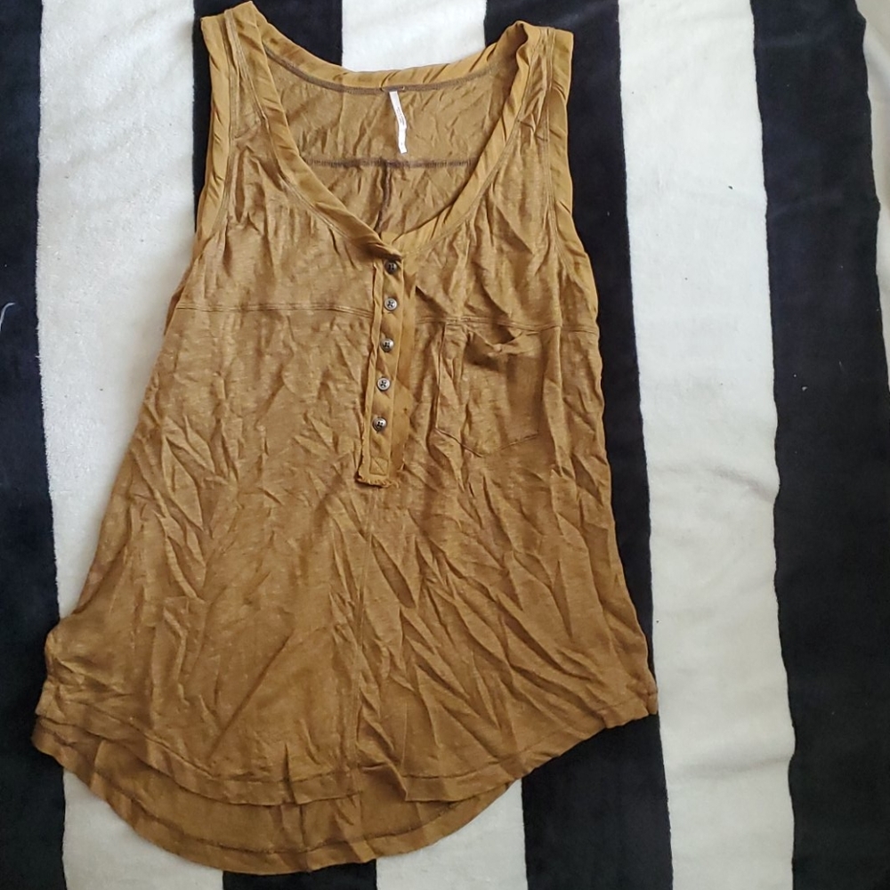 Free people brown flowy buttoned tank